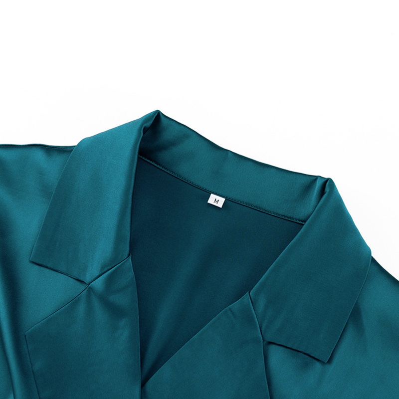 Women's Two Piece Pants Fashion Long Sleeve Blazer Two Piece Sets Women Outifits Casual Loose Office Pants Set Elegant Green Satin Trouser Suits 