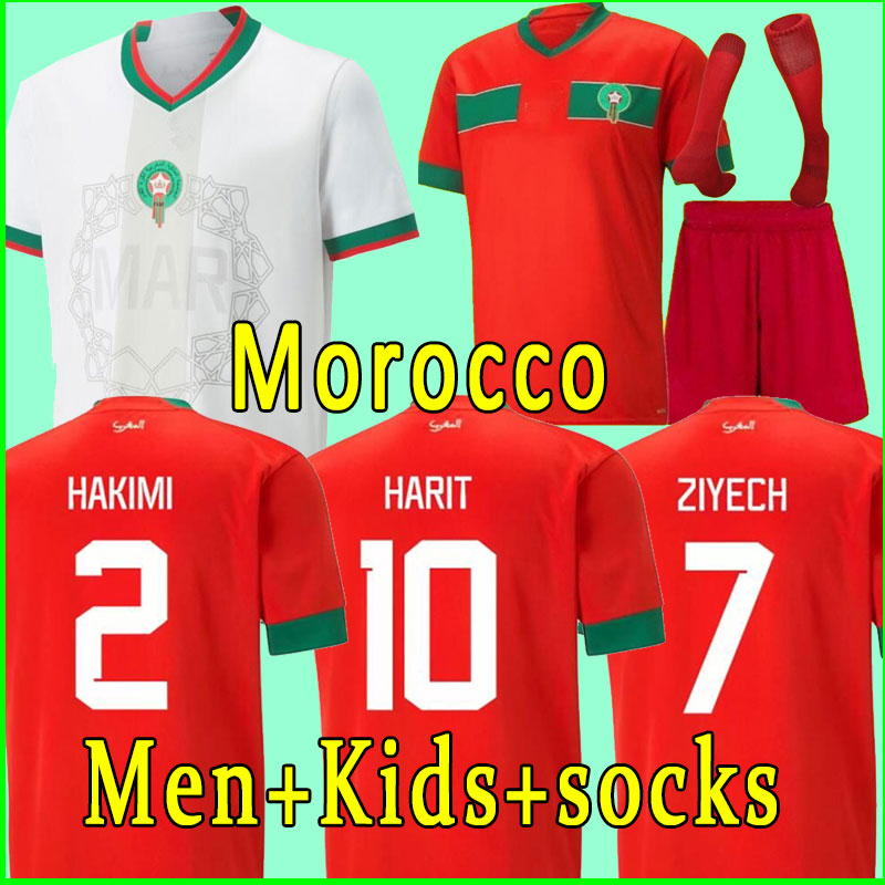 2022 2023 Morocco Soccer Jerseys HAKIMI Mazraoui BOUFAL SAISS BELHANDA BOUFAL ZIYECH ABOUKHLAL NESYRI national team 22 23 football men and kids shirts