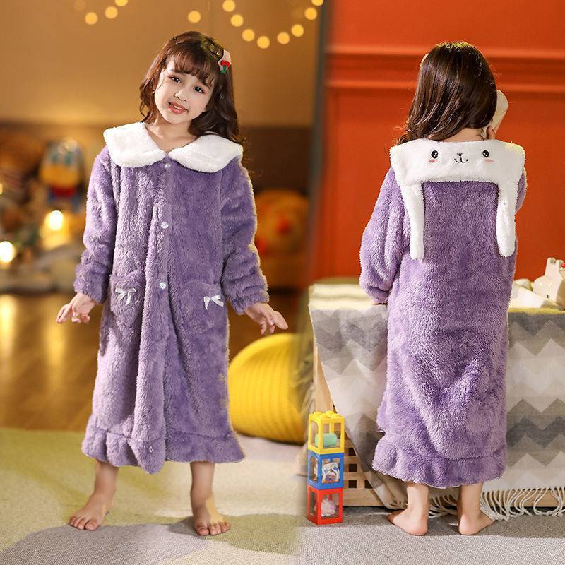 Towels Robes Winter Bathrobe Kids Sleepwear Flannel Dinosaur Boys Girls Home Wear Soft Pajamas for Girl Boy Teenage Robe Baby Hoodies 220922