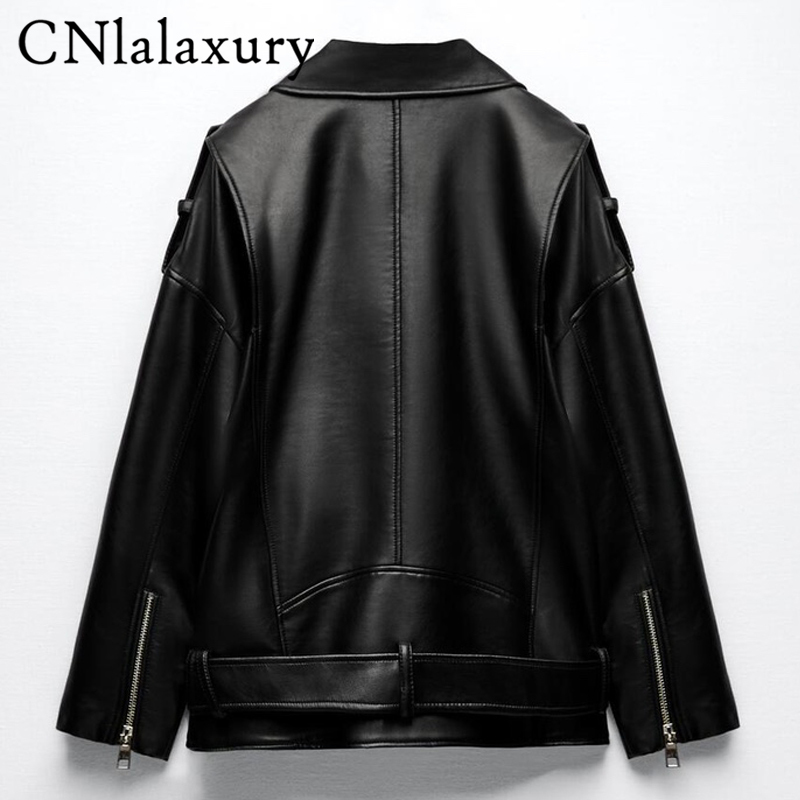 Men's Leather Faux CNlalaxury Jacket Women Casual PU Loose Motorcycle Outwear Female Streetwear Oversized Coat Korean Chic Spring 220922