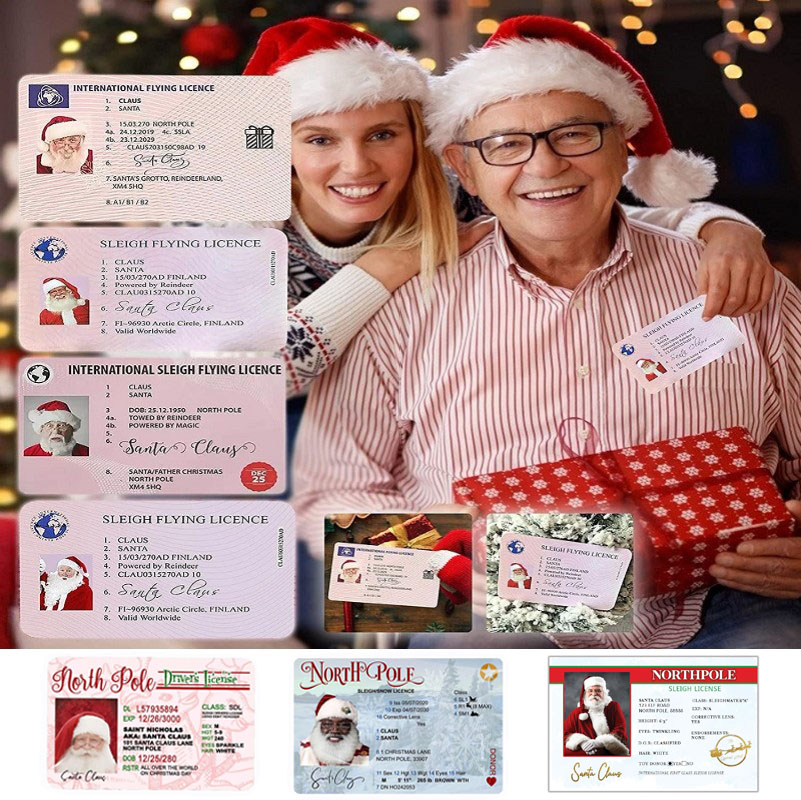 Christmas Gifts Santa Claus Sleigh Riding Licence Flight Cards ID Xmas Tree Ornament Decoration Old Man Driver License Entertainment Props New Year Wishes
Christmas Gifts Santa Claus Sleigh Riding Licence Flight Cards ID Xmas Tree Ornament Decoration Old Man Driver License Entertainment Props New Year Wishes
