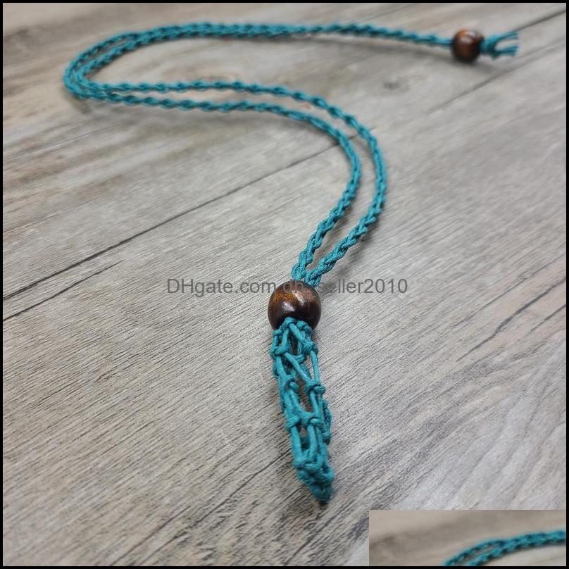 Pendant Necklaces Eco-Friendly 100% Linen Cord Bead Necklace Interchangable Rame Crystal Pendant Pouch Net C3 Drop Deliv Dhseller2010 Dhjfu