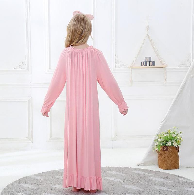 Pajamas Children pink long sleeve cotton sleep dress kids pajamas princess bow beautiful nightgown baby girls home clothes ws1402 220922