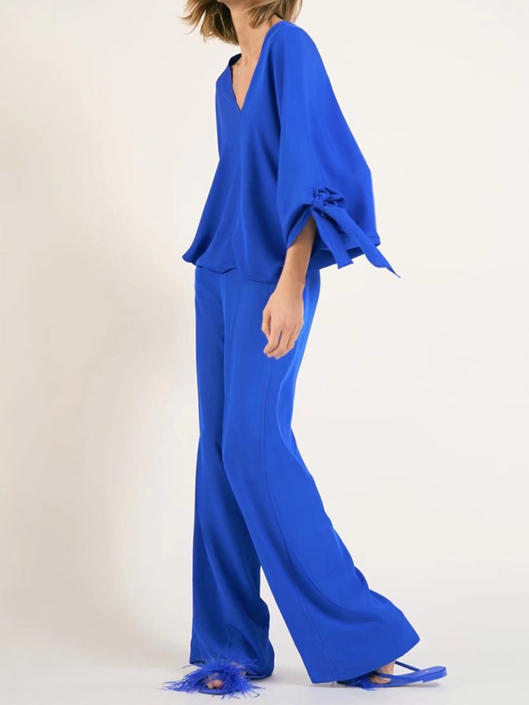 Women's Two Piece Pants Kumsvag Summer Women Print 2 pieces Sets Suits Fashion Loose Blouses Tops and Trousers Female Elegant Vacation Suit Cloth
