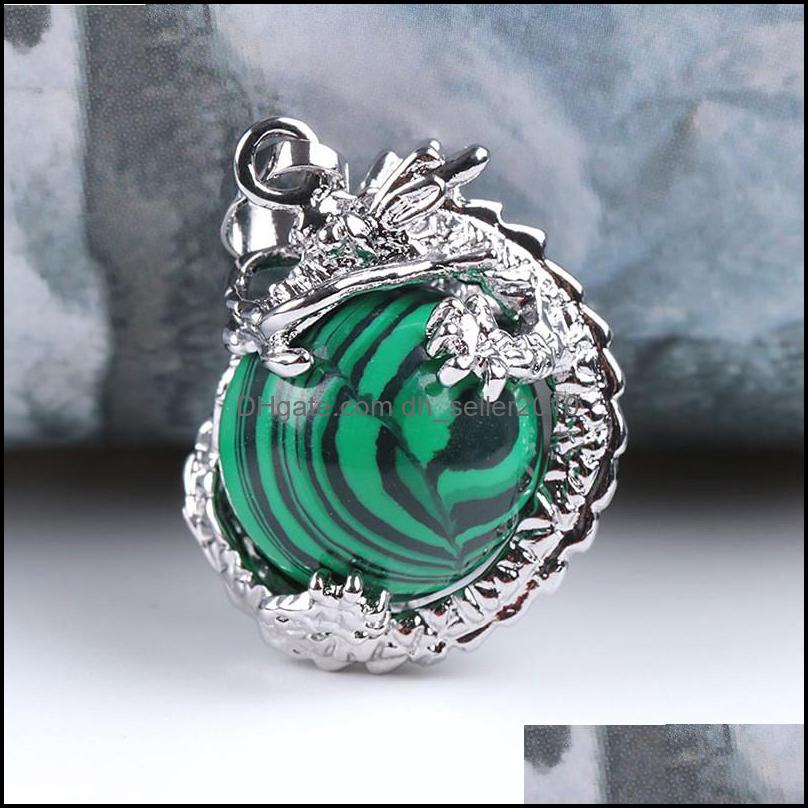 Charms Chinese Dragon Wrapped Natural Stone Pendant Necklace Handmade Round Ball Shape Rose Quartz White Crystal Bead Ne Dhseller2010 Dhzdg