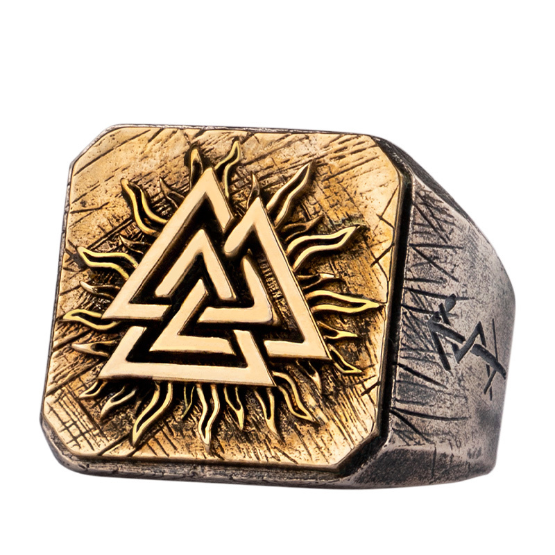 Cluster Rings 925 Silver Viking Valknut Trendy Male Single Punk Fashion Jewelry 220921