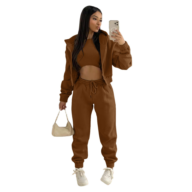 Women's Two Piece Pants Winter Three Piece Sets Women Tracksuit Oversized Suit Autumn Trouser Set Female Sweatshirt Solid Sports Hoodie Sportswea