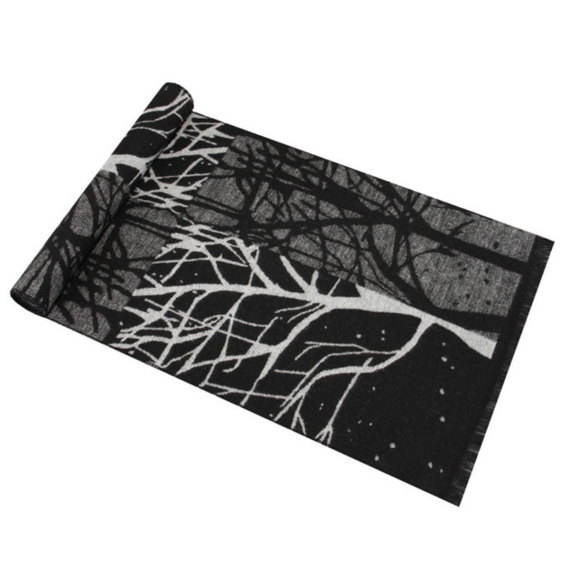 Scarves Men Printed Scarf Winter Jacquard Flannel Tree Pattern Tassels High Quality Warm 180x30CM Cotton Business Style Shawls 220922