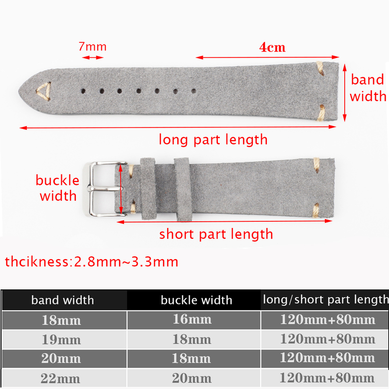 Watch Bands Suede Leather Watch Strap 18mm 19mm 20mm 22mm Blue Grey Vintage Watch Band Replacement Wristband Handmade Stitching Watchband 220921