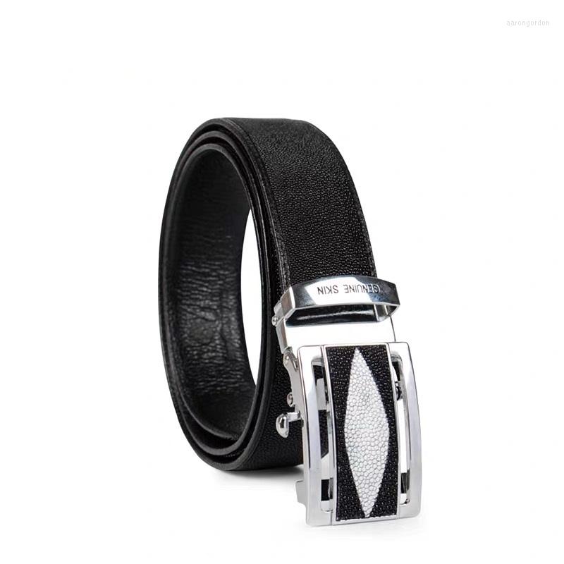 Belts Classical Black White Designer Thailand Genuine Stingray Skin Male Waist Strap Exotic Leather Men Belt Automatic Buckle Man