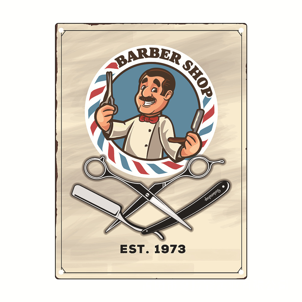 Metal Painting Tinplate wrought iron decorative painting listing ral barber shop stickers Living Room Home decor Size 20x30cm Free shipping