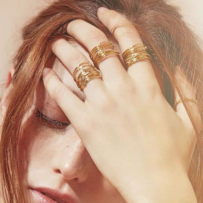Cluster Rings RISPADA INS JZ31653 Simple Gold Plated d Wide irregular Ring 220921