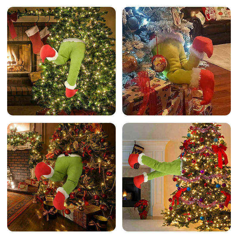 Christmas Decorations Grinch Christmas Tree Decorations Green Plush Toy Furry Doll Christmas Decor for Home Xmas Ornaments 2022 Na2917932