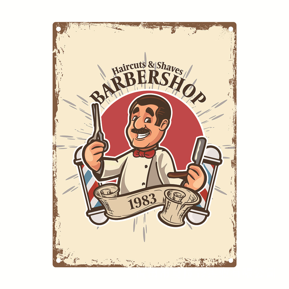 Metal Painting Tinplate wrought iron decorative painting listing ral barber shop stickers Living Room Home decor Size 20x30cm Free shipping