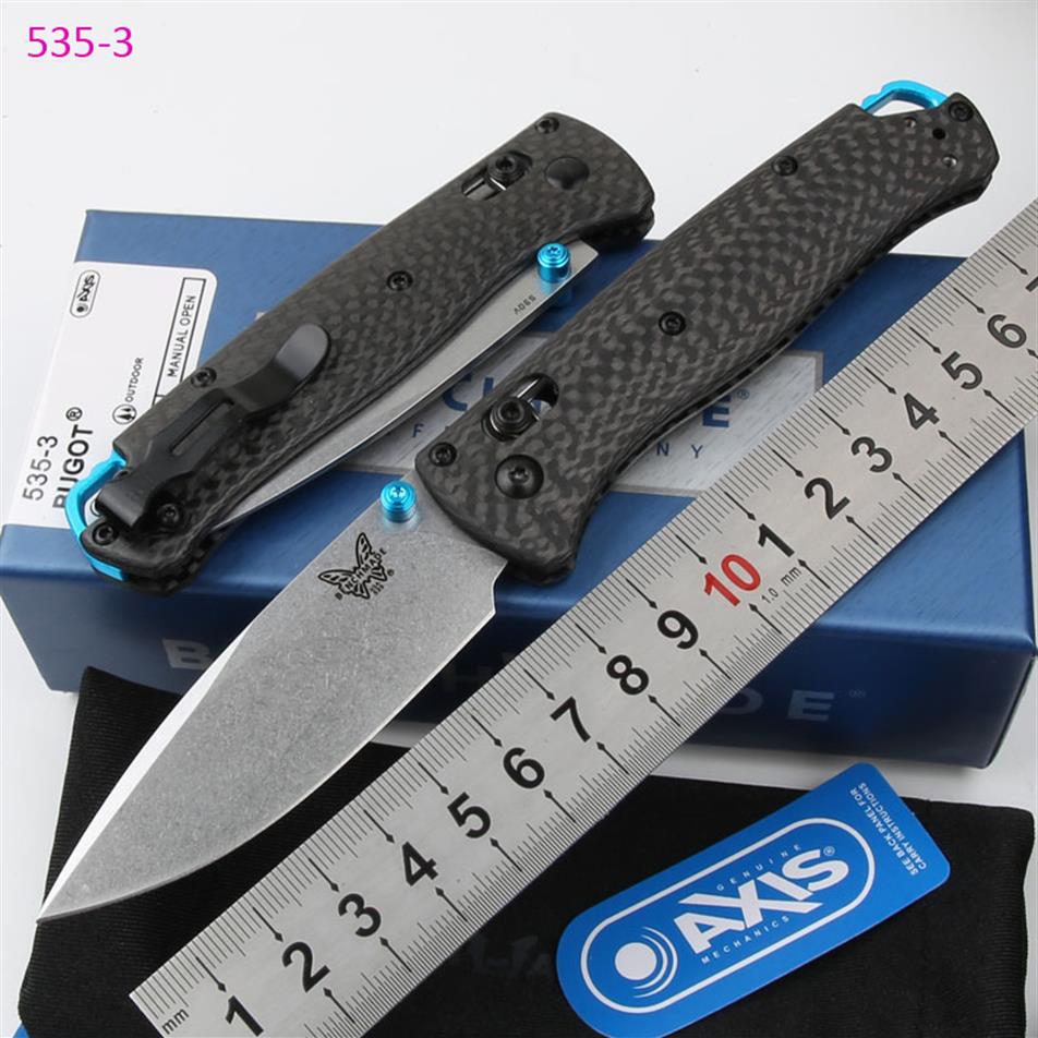 Benchmade 535-3 Bugout AXIS Folding Knife 3 24 S90V Blade Carbon Fiber Handles Outdoor Camping Hunting Pocket Knives EDC To2684
Benchmade 535-3 Bugout AXIS Folding Knife 3 24 S90V Blade Carbon Fiber Handles Outdoor Camping Hunting Pocket Knives EDC To2684