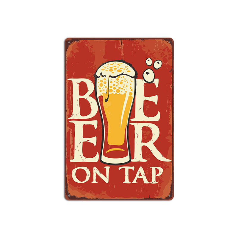 Metal Painting New beer retro tin bar background wall decoration painting American frameless iron pendant Living Room Home decor Size 20X30cm Free shi