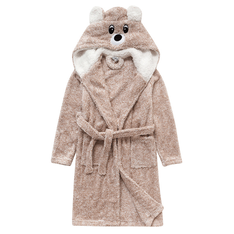 Towels Robes Kids Bathrobe Solid Color Cartoon Hoodies Girls Sleepwear Bath Soft Pajamas 4 13 Years Children s Clothing 220922