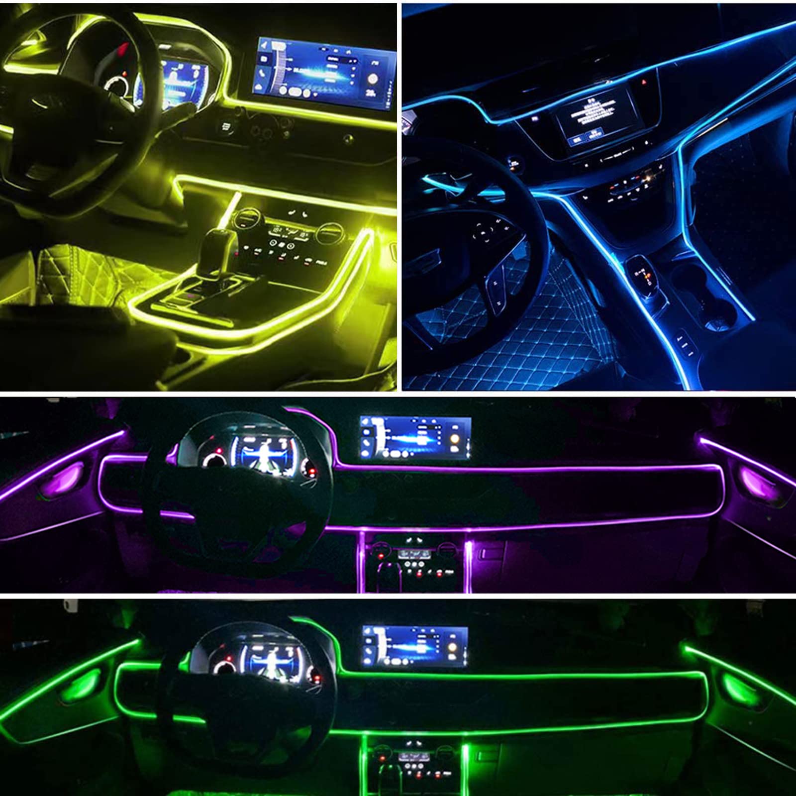 Car Interior Neon RGB Led Strip Lights 456 in 1 Bluetooth App Control Decorative Lights Ambient Atmosphere Dashboard Lamp