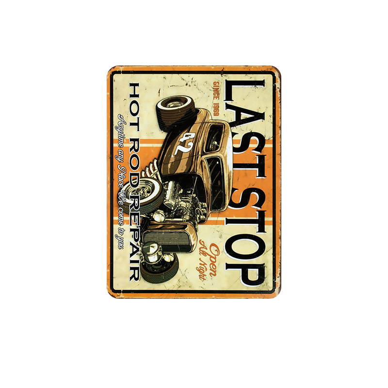 Metal Painting Barber storefront soft-installed license plate painting wrought iron bedroom hot pot shop decorations personality retro nostalgic Free 