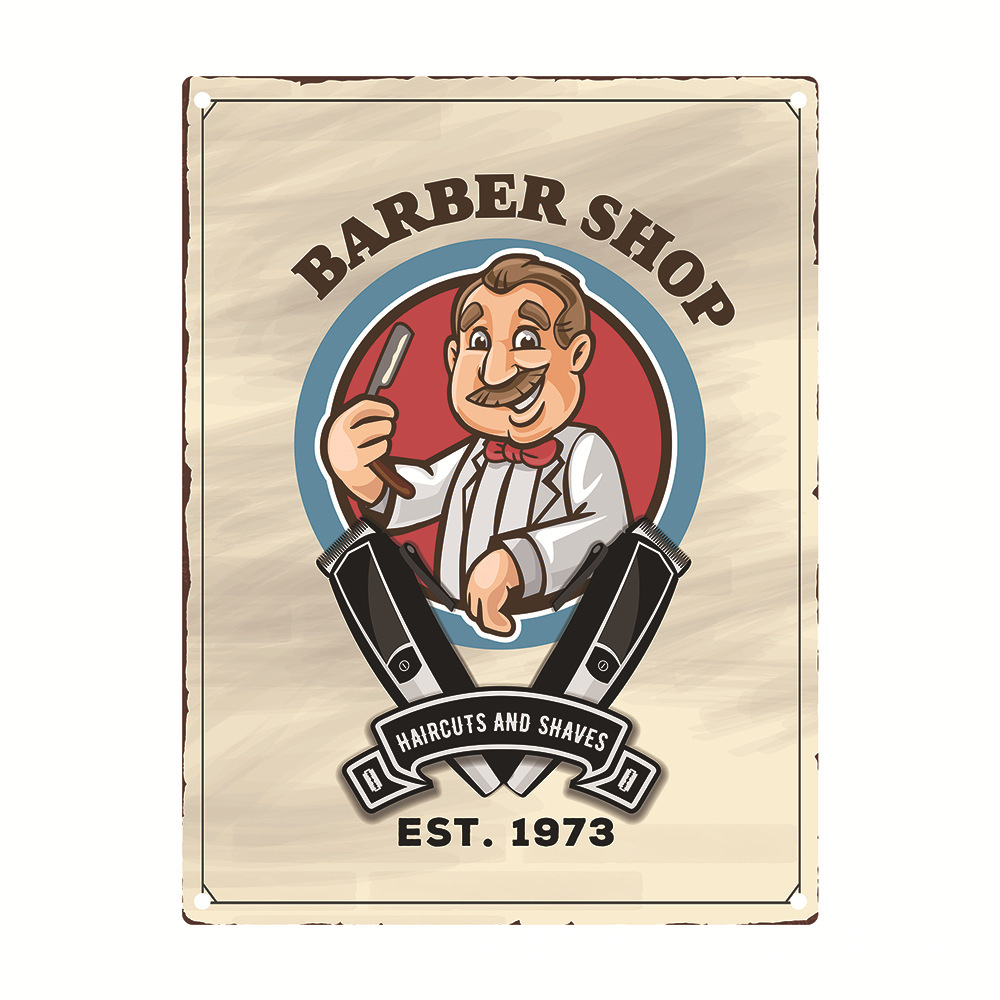 Metal Painting Tinplate wrought iron decorative painting listing ral barber shop stickers Living Room Home decor Size 20x30cm Free shipping
