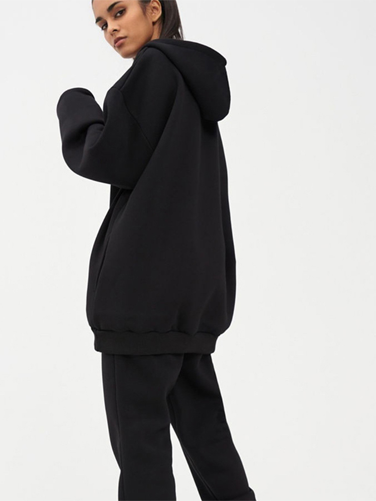 Women's Two Piece Pants Women Zip Up Hoodie Two Pieces Set Casual Solid Color Long Sleeve Pocket Coats Trousers Suit Autumn Sport Street Female O