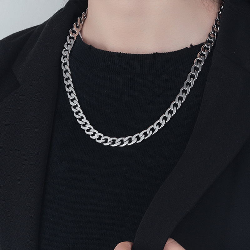 Choker Necklace Jewelry Hip-hop Punk Stickers Neck Chains Stainless Steel Thick Men and Women Trendy Clavicle Chain