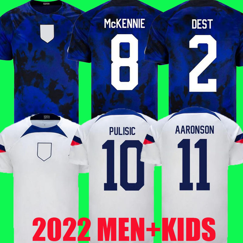 World Cup 2022 PULISIC USAS soccer jersey men kids kits united states 22 23 football shirt cups AARONSON 2023 REYNA McKENNIE MORRIS DEST YEDLIN National Team, 2022 away+wc patch