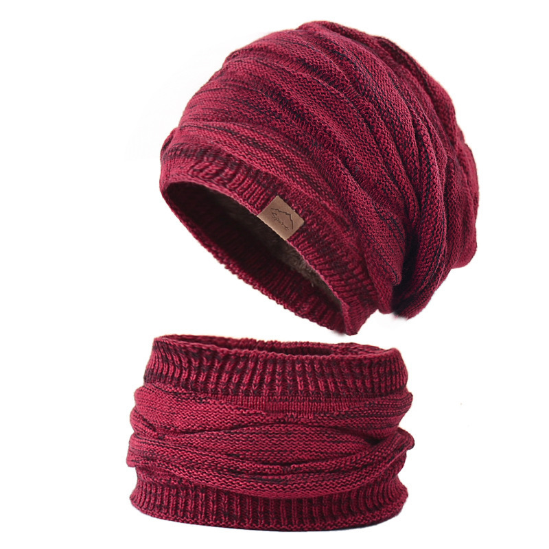 Beanie/Skull Caps Winter Beanie Hats Scarf Set Women Warm Knitted Hat Skull Cap Neck Warmer Thicken Fur Lined Lady Winter Hat Mask Scarf for Women 220