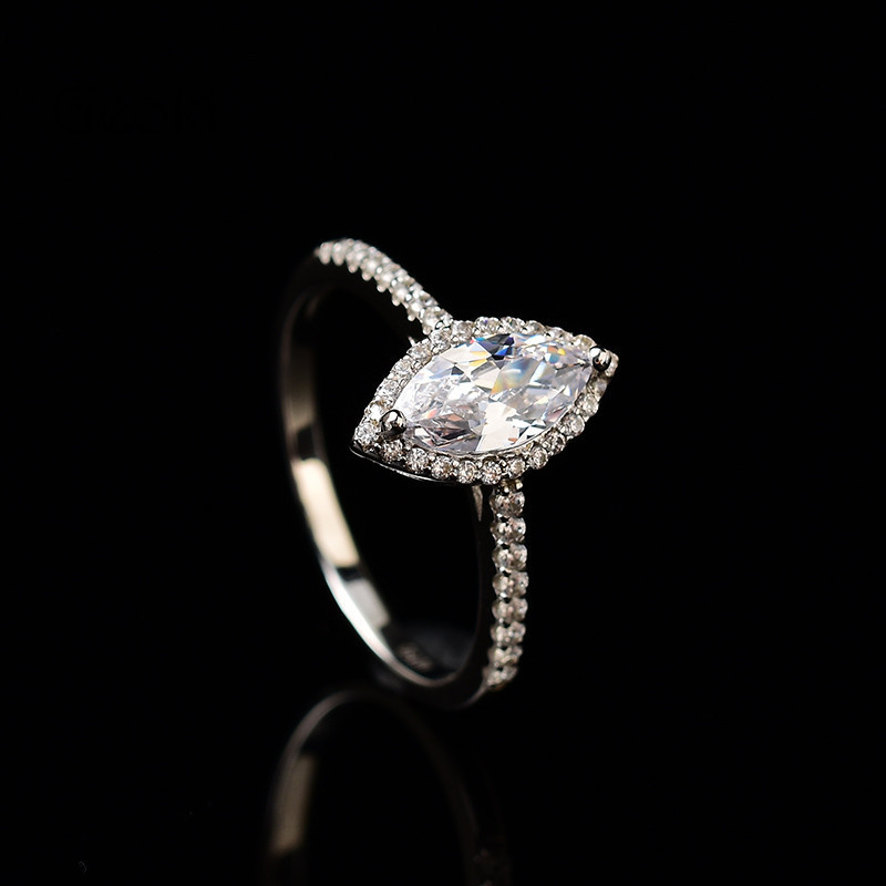 Wedding Rings Silver 925 Original Brilliant Cut 1 2 Carat Diamond Test Past Shining D Color Marquise Ring Gemstone Jewelry 220921