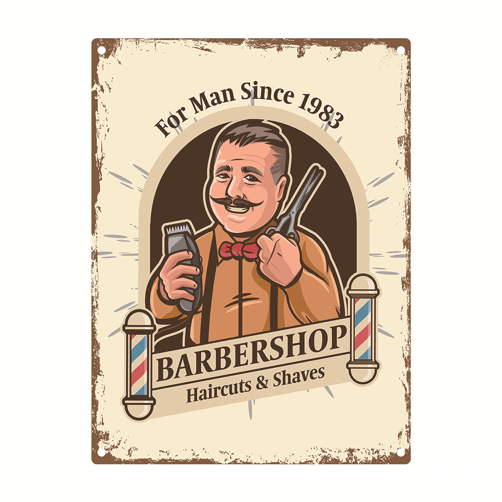 Metal Painting Tinplate wrought iron decorative painting listing ral barber shop stickers Living Room Home decor Size 20x30cm Free shipping