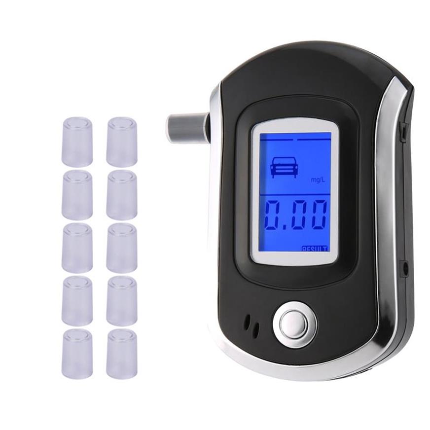 Professional Digital Breath Alcohol Tester Breathalyzer Dispaly with 11 Mouthpieces AT6000 LCD Display DFDF283K