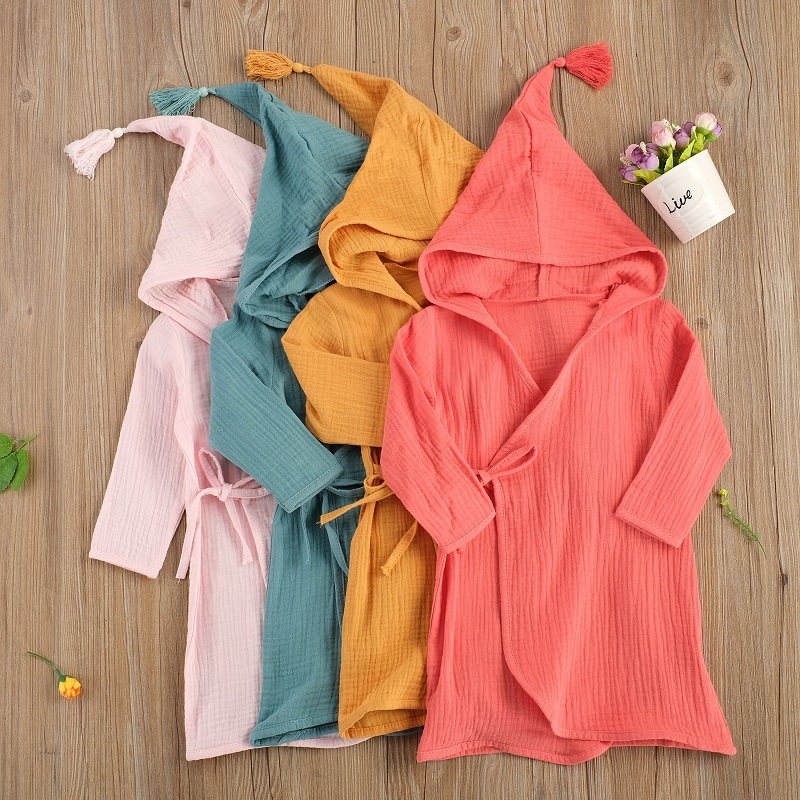 Towels Robes 1 5T Toddler Kids Baby Boy Girl Solid Color Long Sleeve Cotton Sleepwear Homewear Children Clothes 220922