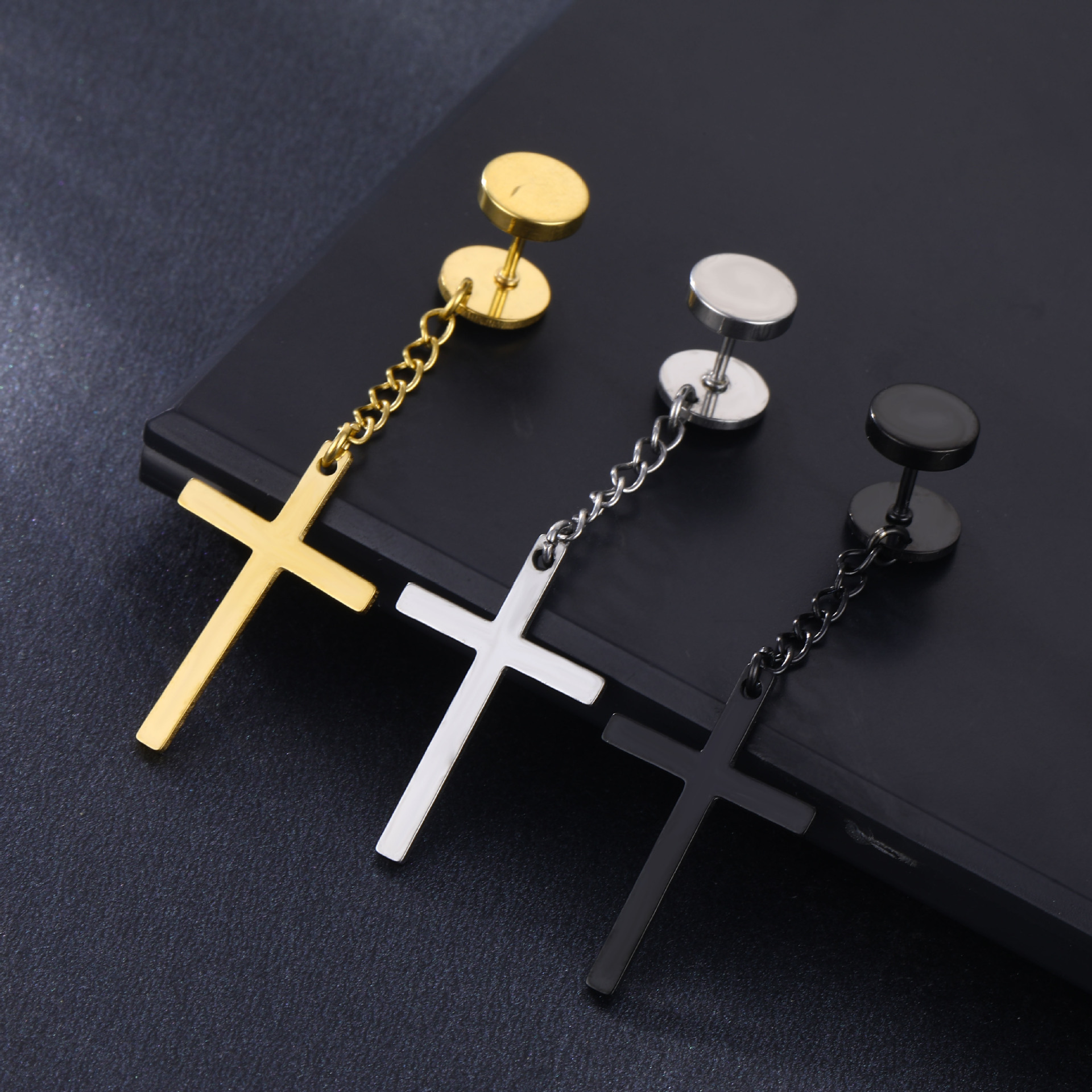 Charm Cross Drop Dangle Earrings Hip Hop Punk Men's Stainless Steel Barbell Stud Earrings Jewelry
Charm Cross Drop Dangle Earrings Hip Hop Punk Men's Stainless Steel Barbell Stud Earrings Jewelry