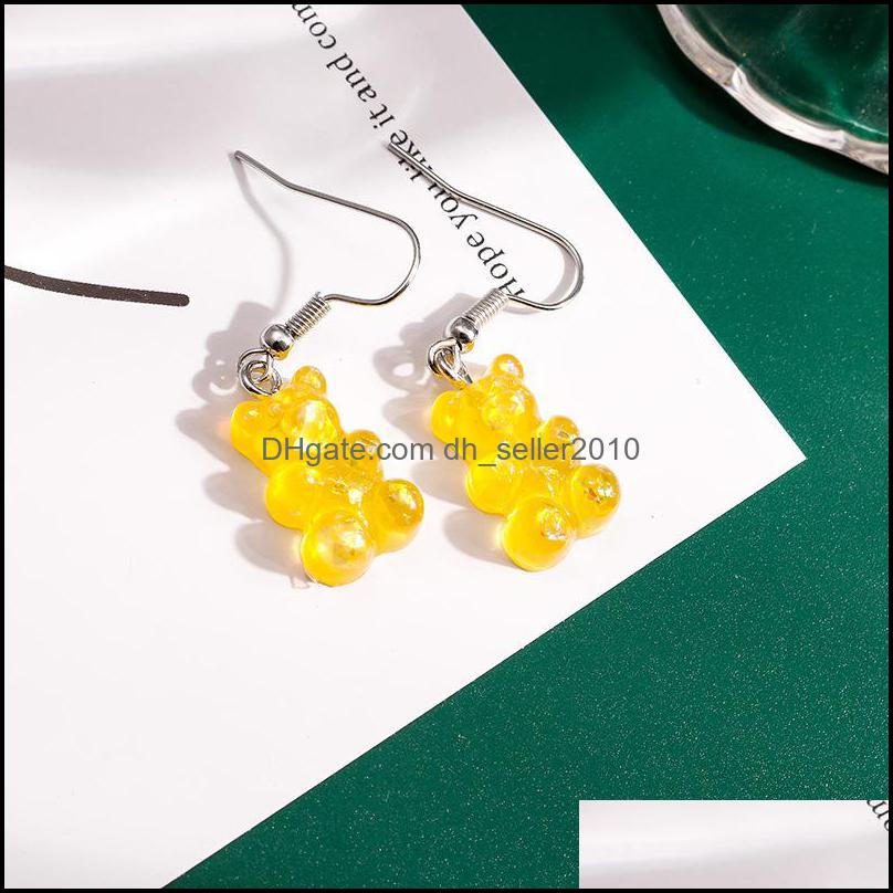 Dangle Chandelier Fashion Simple Cute Colorf Acrylic Animal Bear Dangle Earrings For Girls Women Children Birthday Gif Dhseller2010 Dhtqh