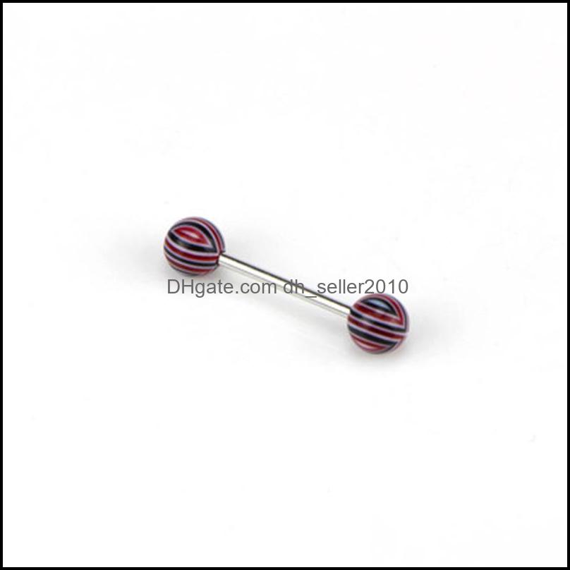Tongue Rings 100Pcs/Lot Body Jewelry Fashion Mixed Colors Tongue Tounge Rings Bars Barbell Piercing C3 Drop Delivery 2021 Dhseller2010 Dhnka