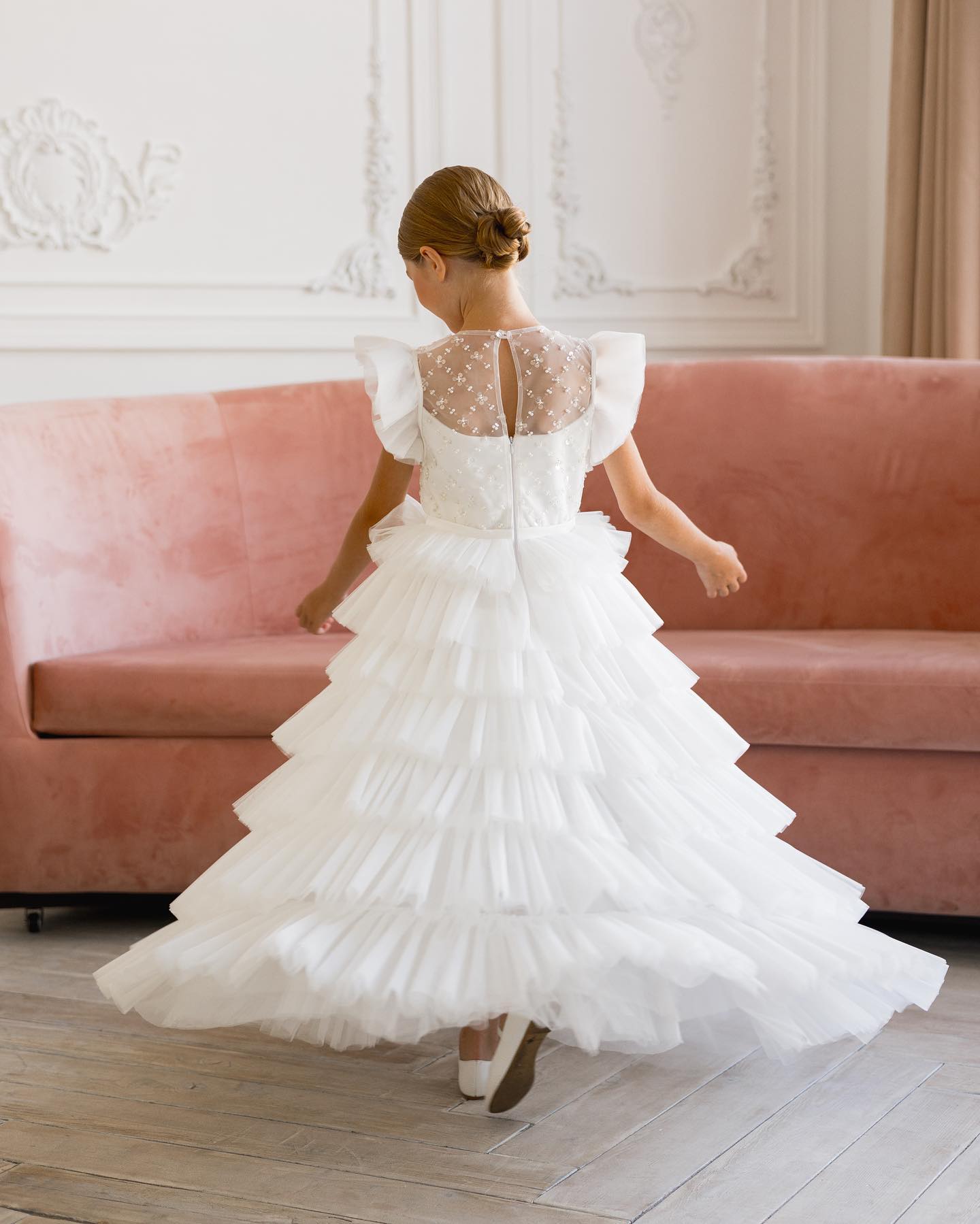 Boho Ivory Flower Girls Dresses For Weddings Ruffles Pearls Pageant Dresses Photoshoot Little Girl First Communion Dress