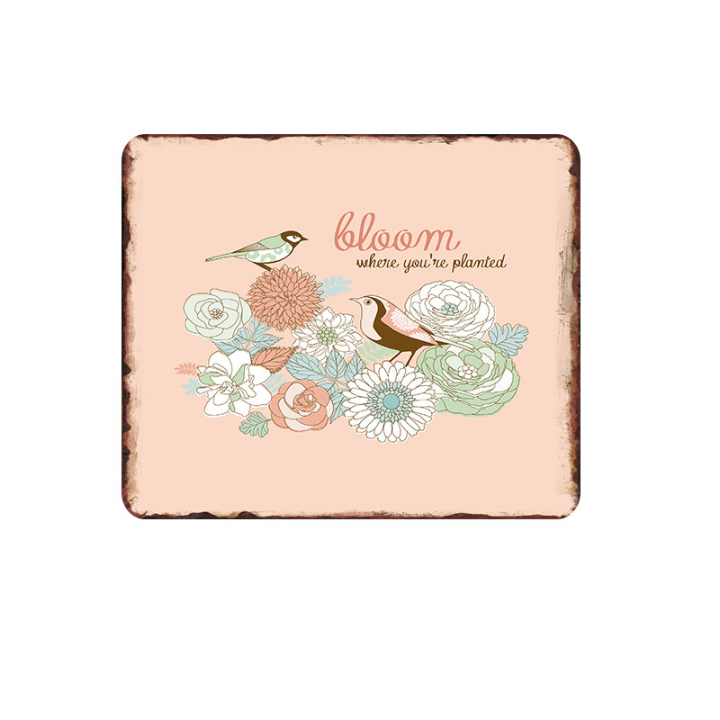 Metal Painting Wall hanging pattern 30x30cm tinplate bar handicraft painting folding edge curling tin paintings production Free shipping