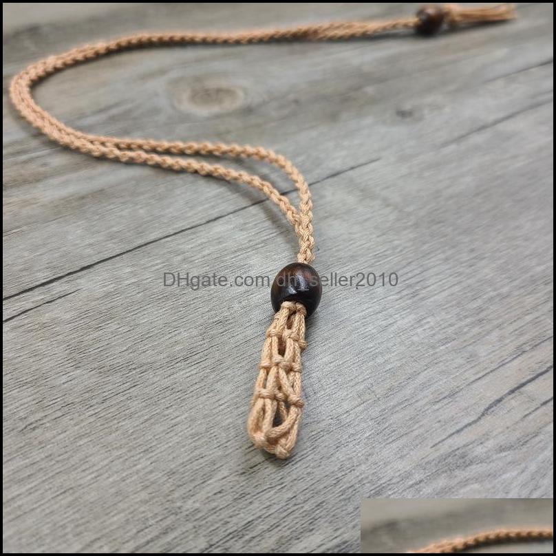 Pendant Necklaces Eco-Friendly 100% Linen Cord Bead Necklace Interchangable Rame Crystal Pendant Pouch Net C3 Drop Deliv Dhseller2010 Dhjfu
