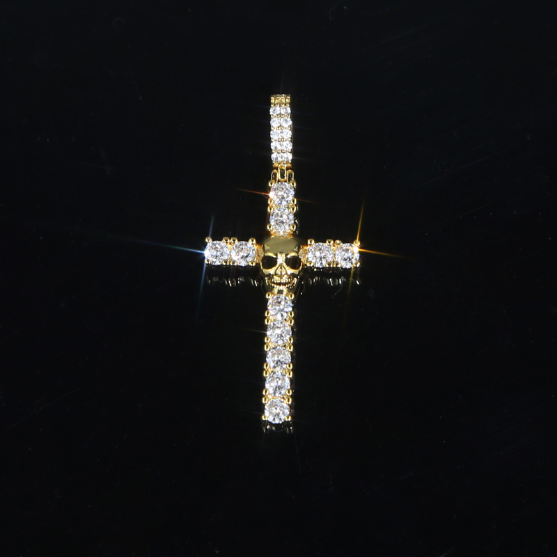 Iced Out Men Cross Pendant Paved 5A Cz Stone Plated Gold Silver Color with Rope Chain Hip Hop Jewelry Wholesale Factory Price