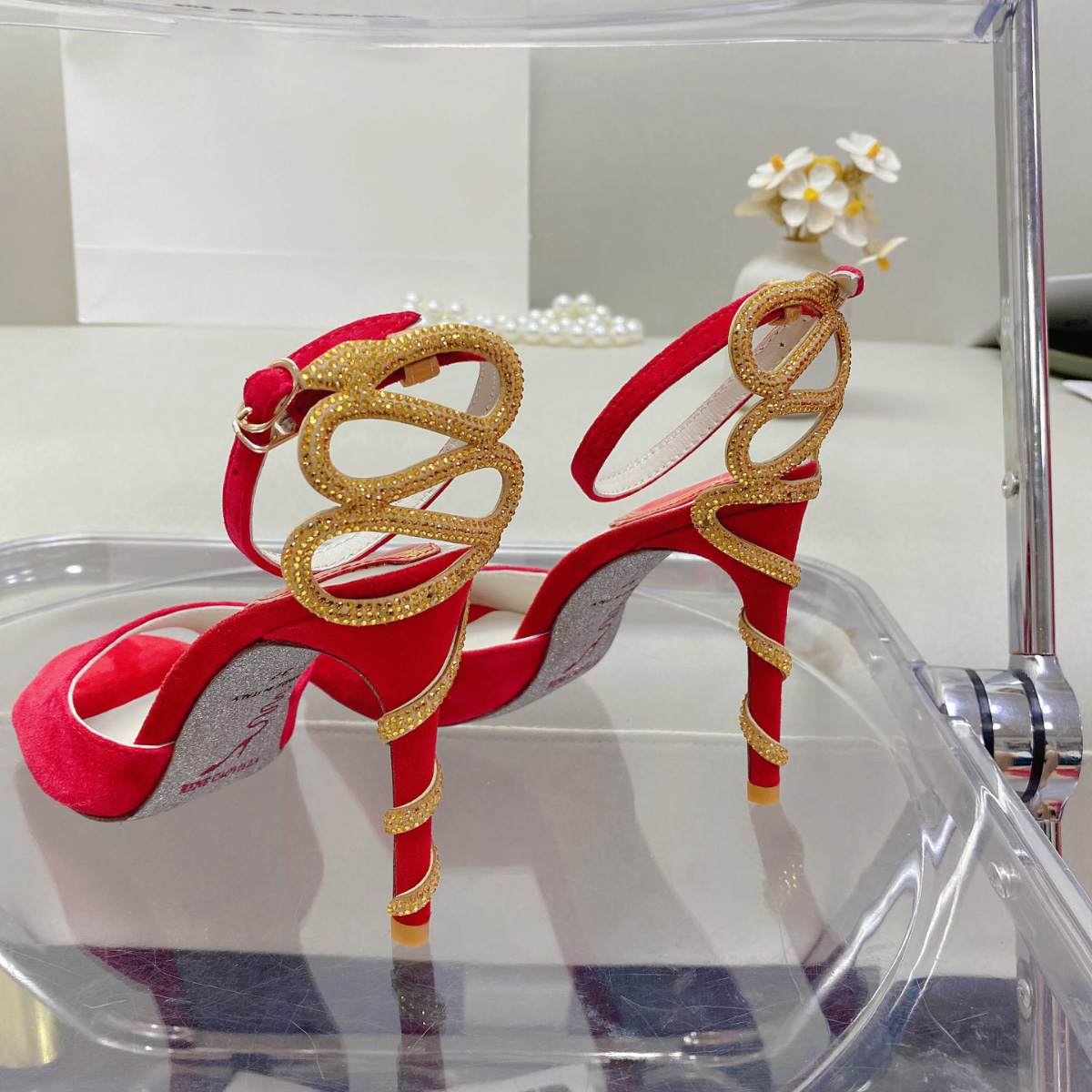 embellished Margot Rene caovilla suede sandals Snake Strass stiletto Heel Evening shoes for women heeled Luxury Designers Ankle Wraparound QNN5, Red/gold
embellished Margot Rene caovilla suede sandals Snake Strass stiletto Heel Evening shoes for women heeled Luxury Designers Ankle Wraparound QNN5, Red/gold