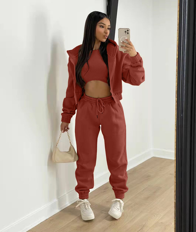 Women's Two Piece Pants Winter Three Piece Sets Women Tracksuit Oversized Suit Autumn Trouser Set Female Sweatshirt Solid Sports Hoodie Sportswea