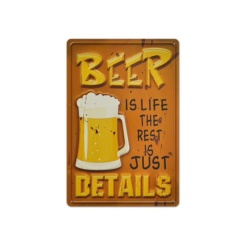 Metal Painting New beer retro tin bar background wall decoration painting American frameless iron pendant Living Room Home decor Size 20X30cm Free shi