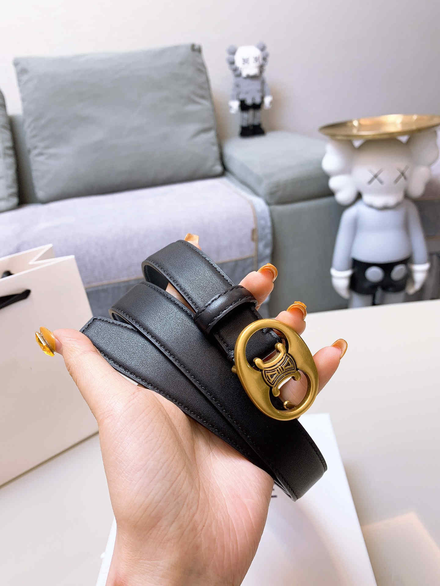 Classic Arc de Triomphe Ladies belt four-round versatile leather trim with skirt retro premium leather belts women