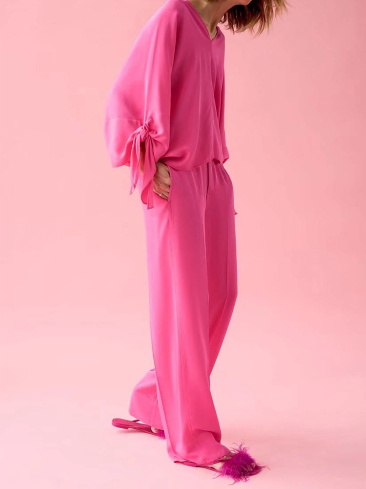 Women's Two Piece Pants Kumsvag Summer Women Print 2 pieces Sets Suits Fashion Loose Blouses Tops and Trousers Female Elegant Vacation Suit Cloth