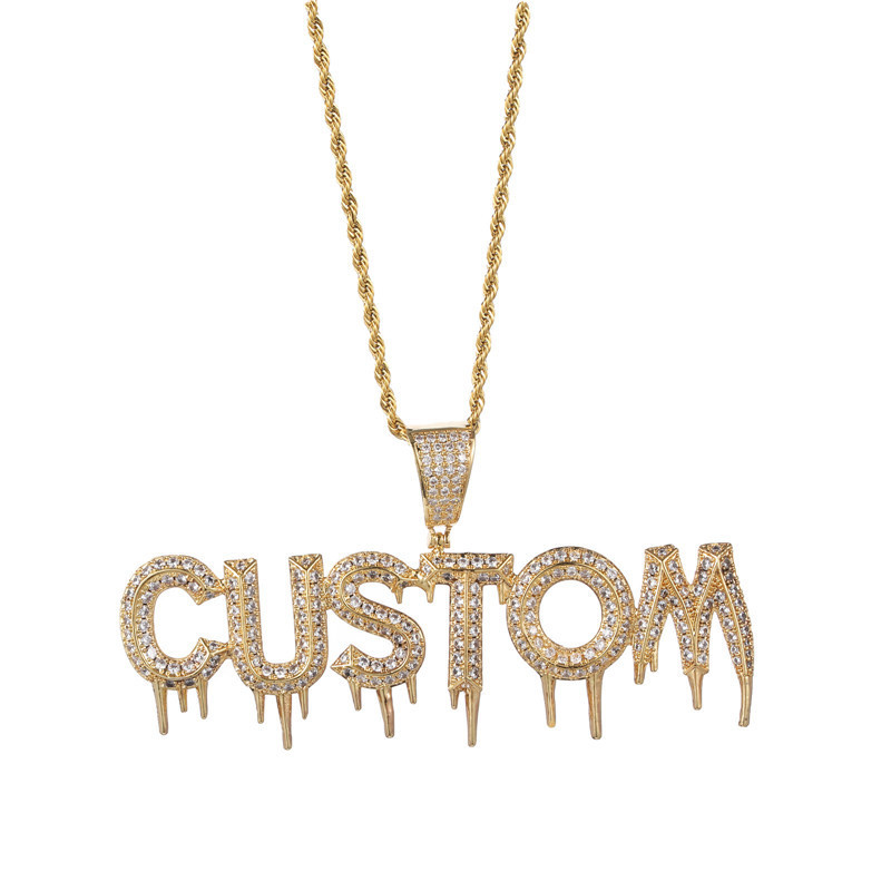 Pendant Necklaces Hip Hop Bubble Letters Drip Custom Name Cubic Zircon Iced Out Chain Pendants For Men Women Jewelry 220922