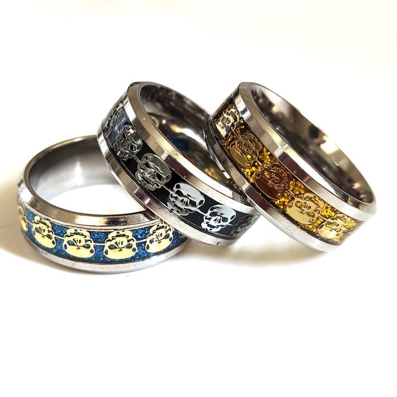 Cluster Rings 30pcs Men's Skull Stainless Steel 316L Gothic Biker Ring Party Favor Quality 8mm Band Wholesale Jewelry lot 220921