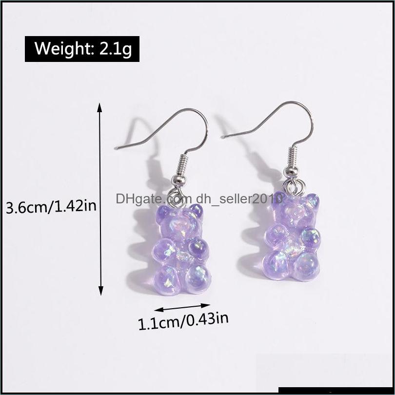 Dangle Chandelier Fashion Simple Cute Colorf Acrylic Animal Bear Dangle Earrings For Girls Women Children Birthday Gif Dhseller2010 Dhtqh