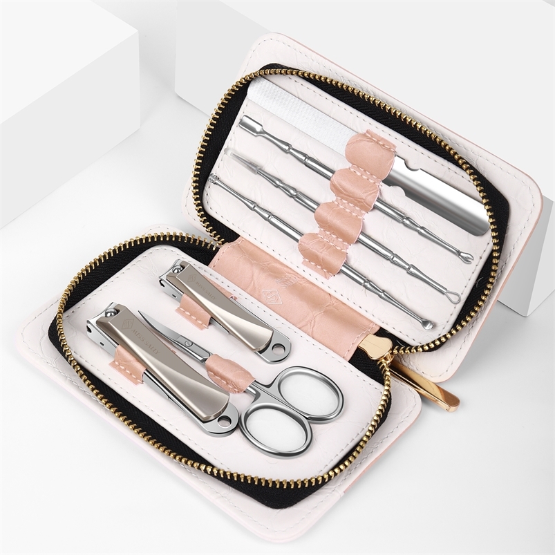 Cuticle Scissors Miss Sally Professional Manicure Set Pedicure Nail Clipper Sets Stainless Steel Nail Cutter Tools with Leather Travel Case Kit 220922
