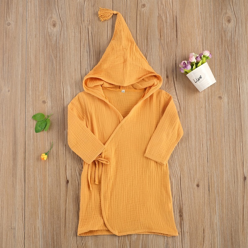 Towels Robes 1 5T Toddler Kids Baby Boy Girl Solid Color Long Sleeve Cotton Sleepwear Homewear Children Clothes 220922