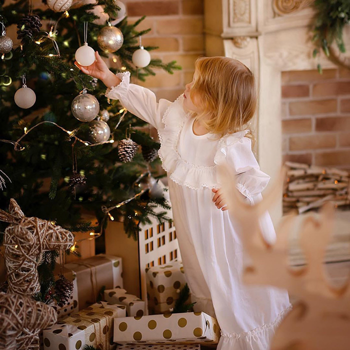 Pajamas Cute Children Girl s Lolita Dress Princess Sleepshirts Lace Ruffle Nightgowns Victorian Toddler Kids Nightdress Sleep Loungewear 220922
